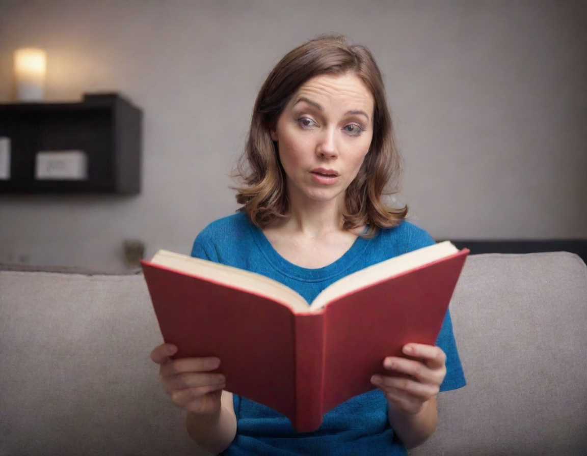 woman reading aloud from a book